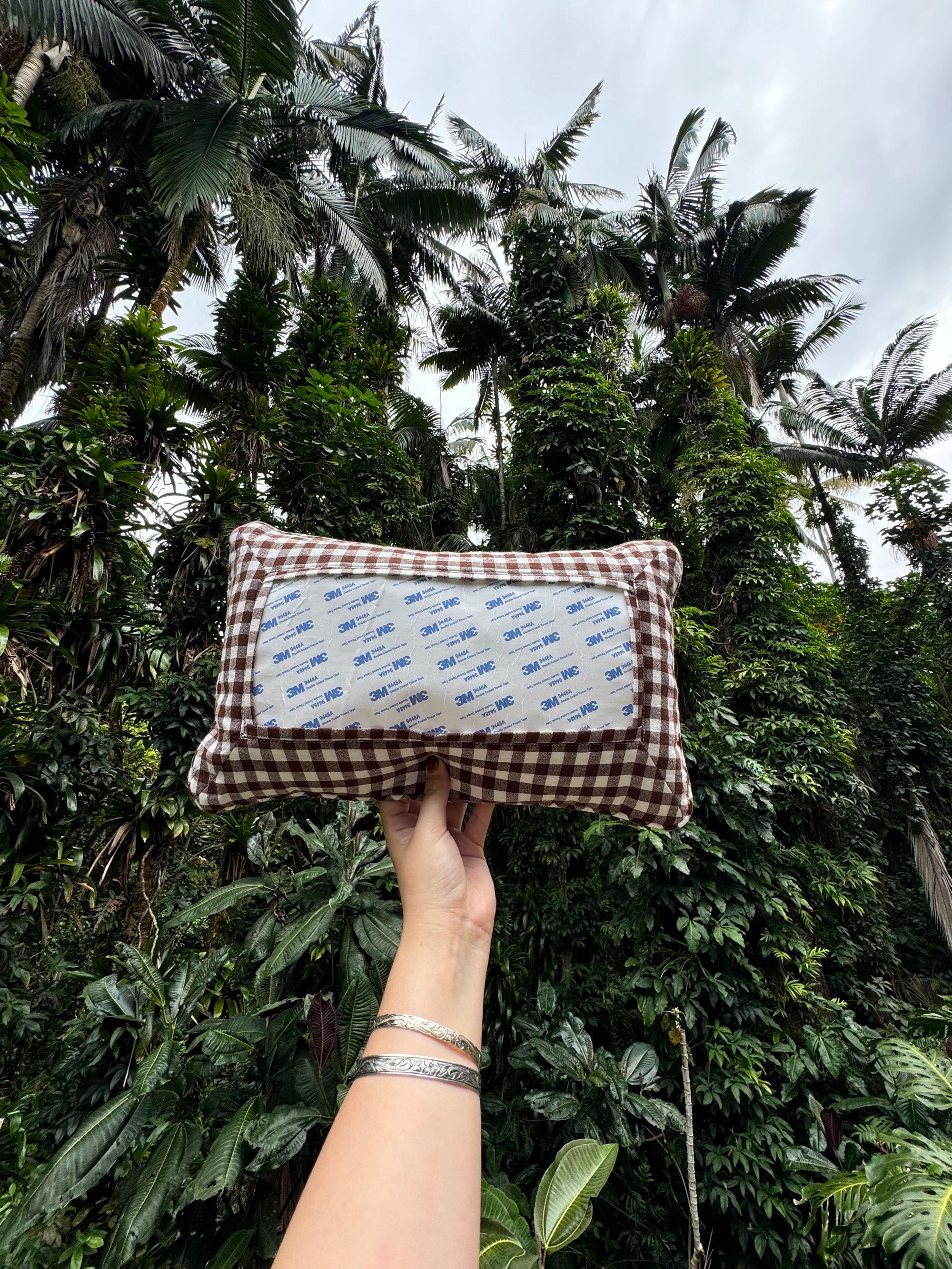 Hawai'i Volcano Coffee Brown Gingham Pillow